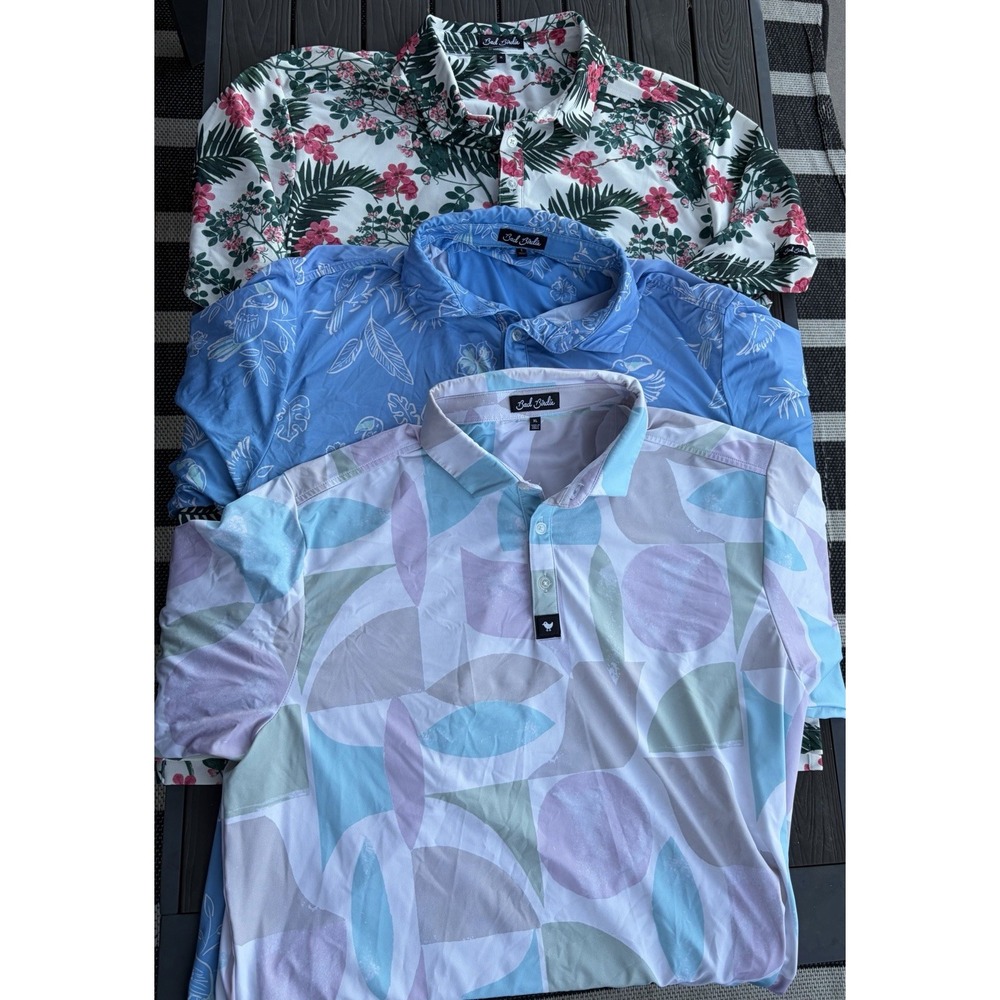 LOT OF 3 Bad Birdie Men's size L/XL Golf Polo Shirts